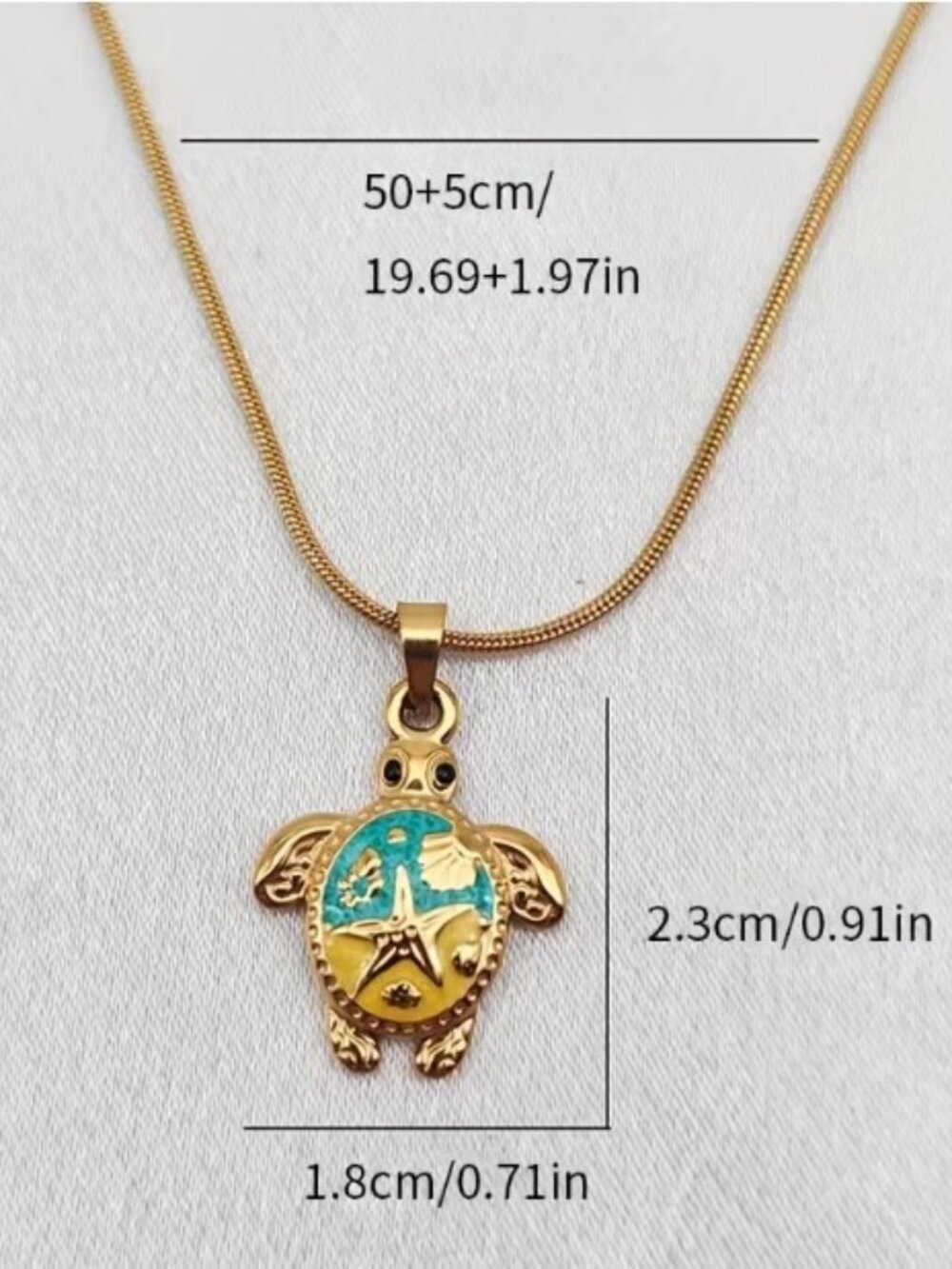 Stainless Steel Bohemian Ocean-themed Sea Turtle Pendant with Colorful Drip Enam - Picture 3 of 8